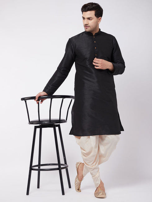 Men's Cream Cotton Blend Cowl Dhoti